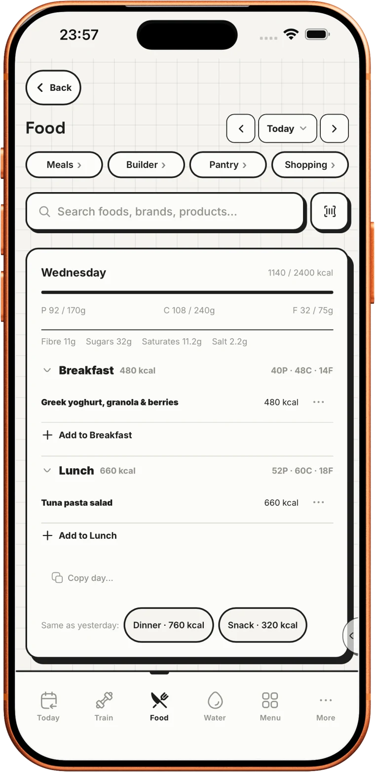 Log food in seconds