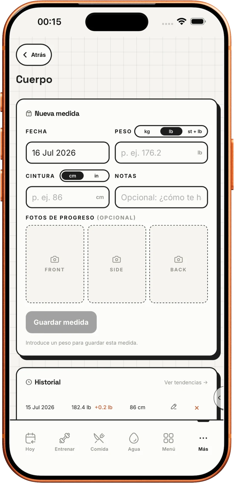 Observa la evolución de tu cuerpo