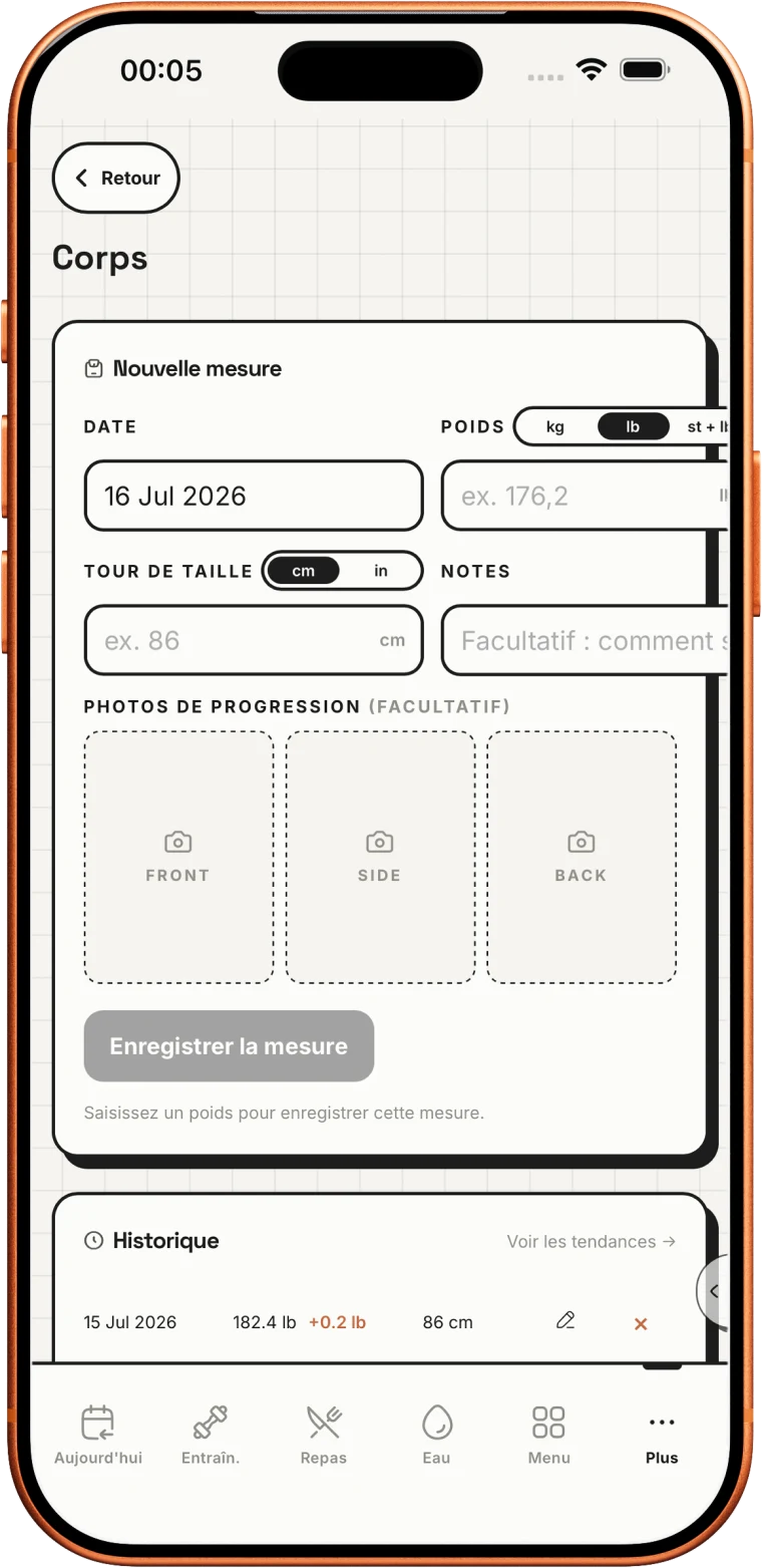 Suivez l'évolution de votre corps