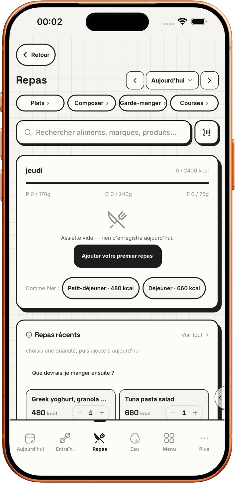 Enregistrez vos repas en quelques secondes
