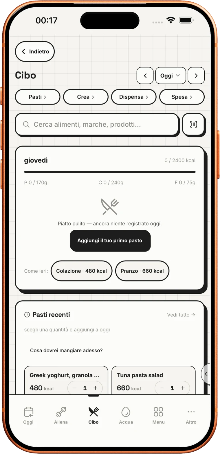 Registra il cibo in pochi secondi