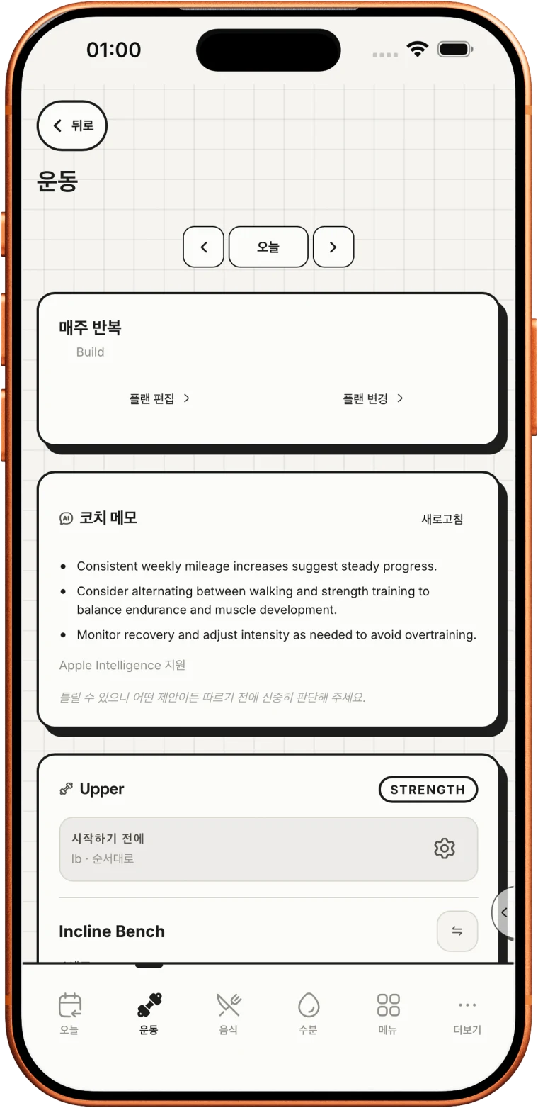 운동을 계획하고 실행하기