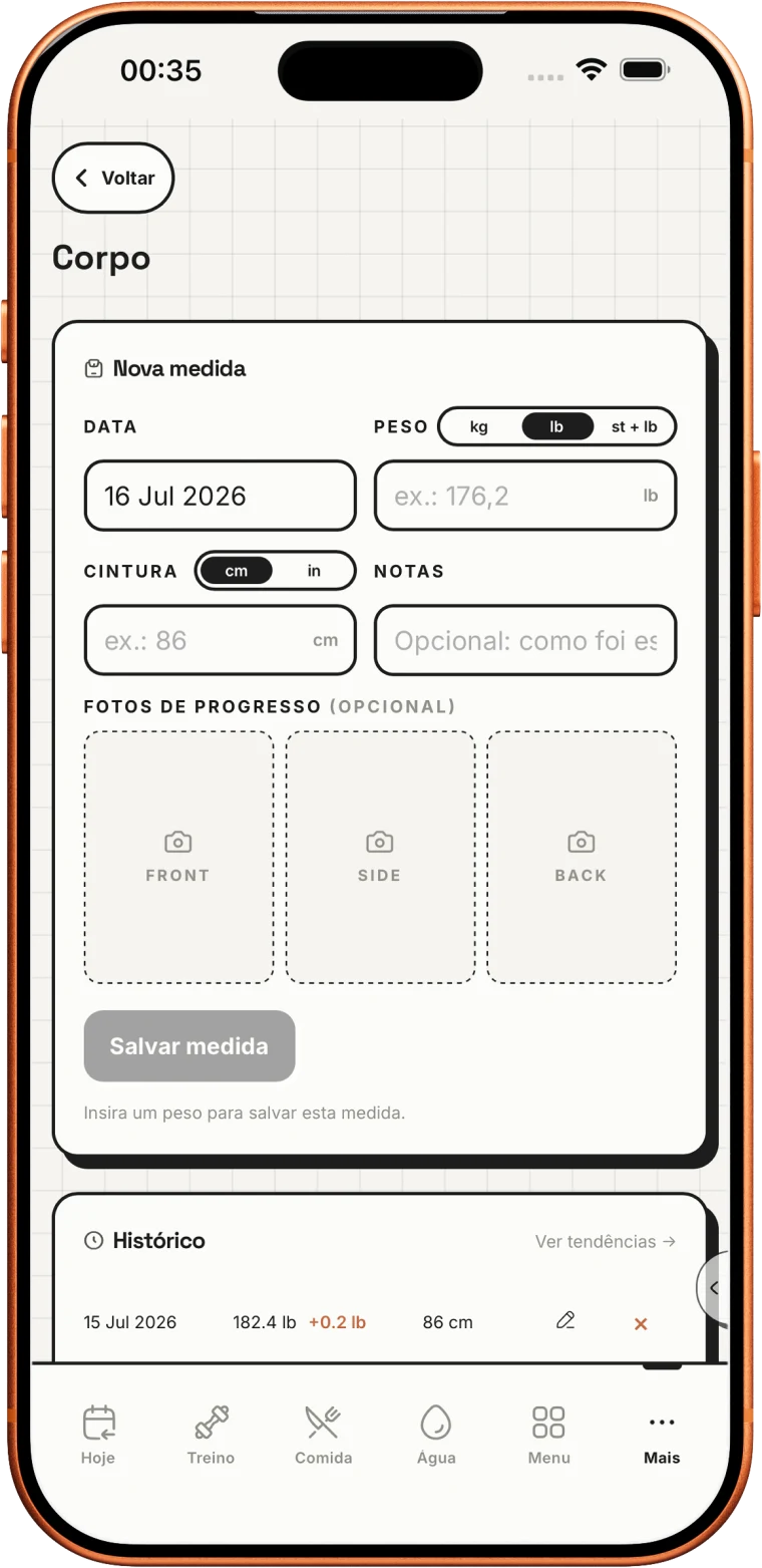 Veja a evolução do seu corpo