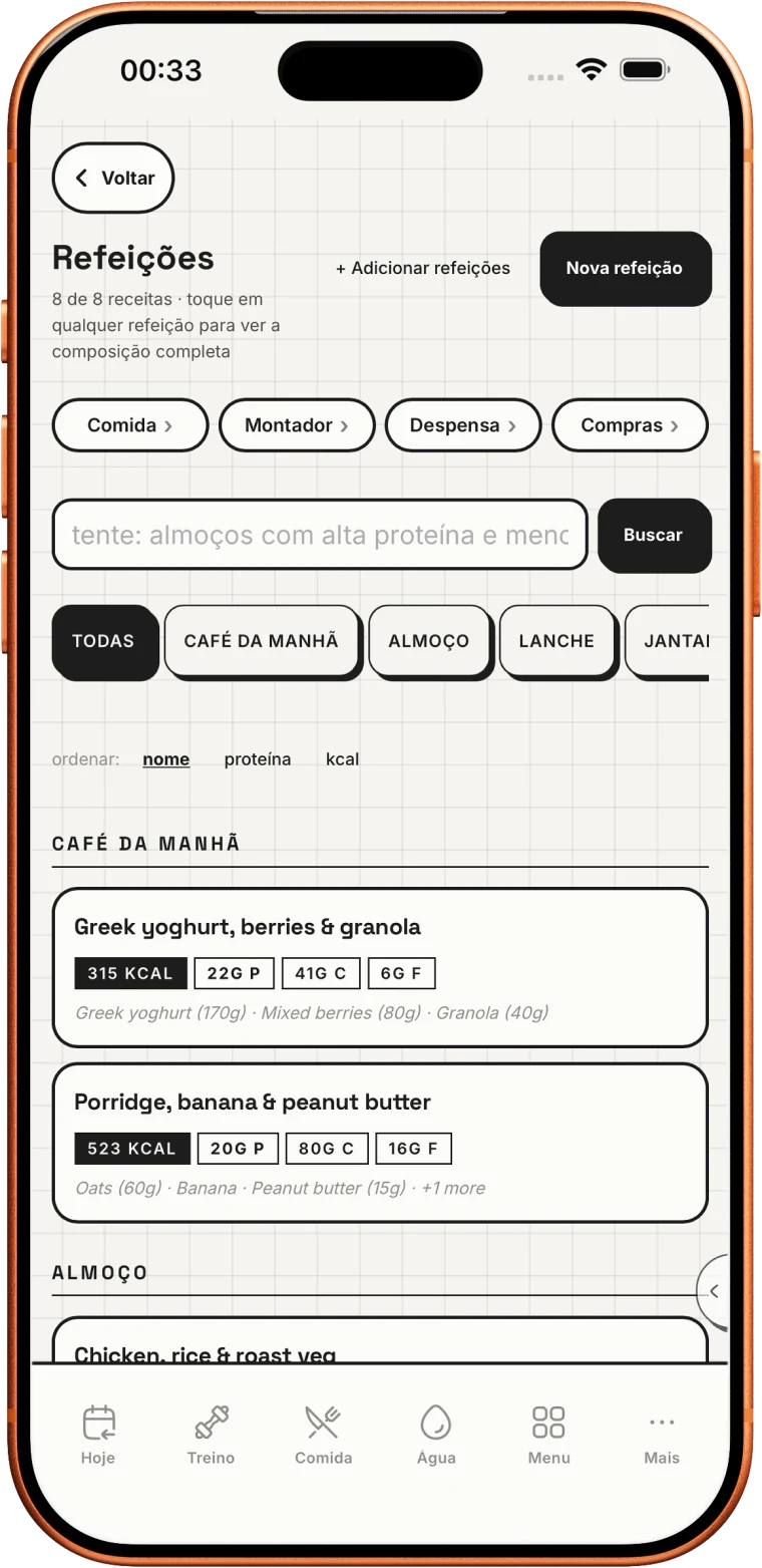 Suas refeições de sempre, um toque