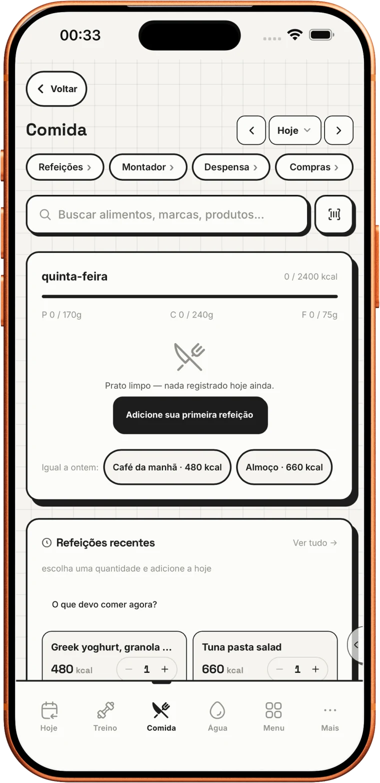 Registre comida em segundos
